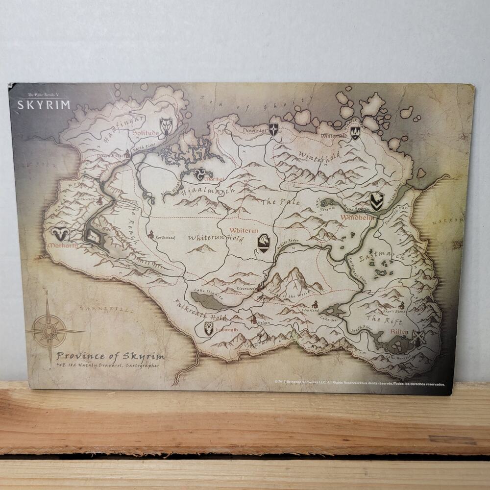 Province Of Skyrim Map From The Elder Scrolls V: Skyrim Wooden Picture